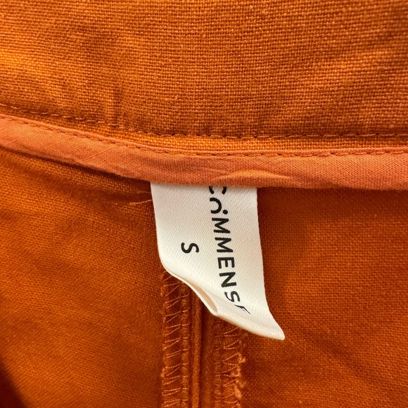 Commense Pleated Orange Wide-Leg Linen Pants - Picture 7 of 7